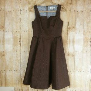Isaac Mizrahi Brown Sleeveless Flounce Dress Sz. 8